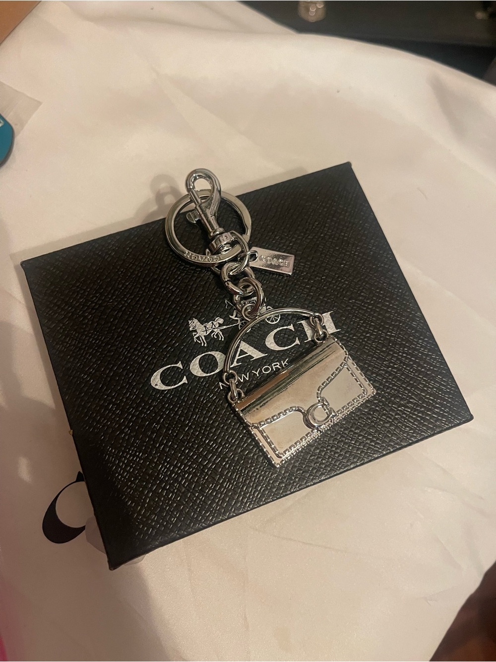 Coach Silver-Tone Purse Charm Keychain